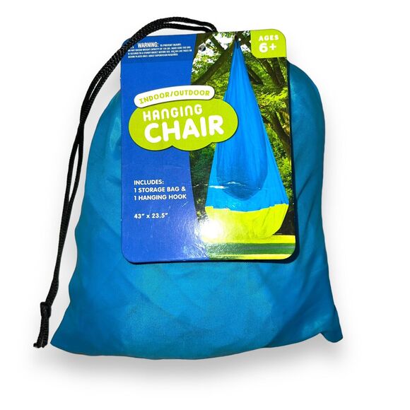 Best Brands Indoor Outdoor Hanging Chair Hammock Chair Kids Blue Green - Picture 1 of 6